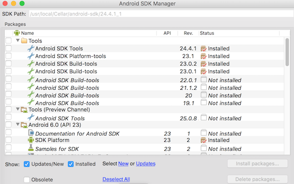 SDK Manager window